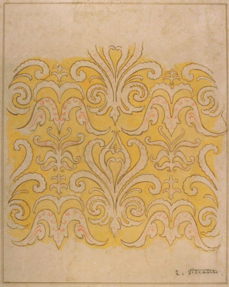 MOTIVO ORNAMENTAL - ESTUDO PARA FRISO - AQUARELA/PAPEL - 49 x 41 cm - c.1900 - COLEÇÃO PARTICULAR