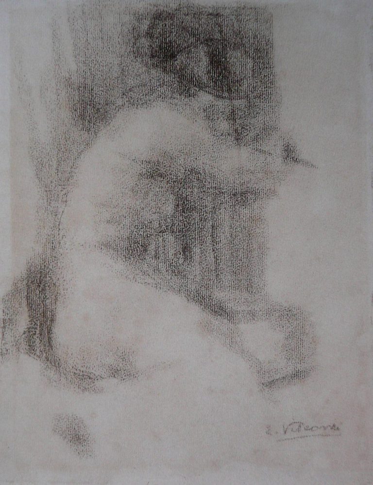 NU FEMININO - CARVÃO S/ PAPEL - 31 x 24 cm - c.1890 - COLEÇÃO PARTICULAR