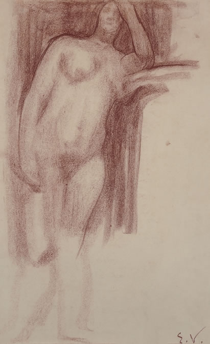 NU FEMININO - SANGUÍNEA - 42,5 x 26,5 cm - c.1898 - COLEÇÃO PARTICULAR
