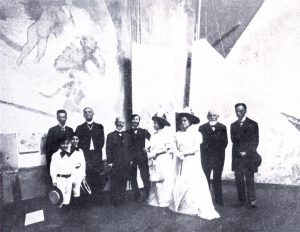 Visconti recebe o Presidente Rodrigues Alves em Paris na Exposição do Pano de Boca - 1907