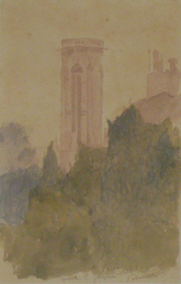 TOUR SAINT-JACQUES - AQUARELA - 26 x 17 cm - 1904 - COLEÇÃO PARTICULAR