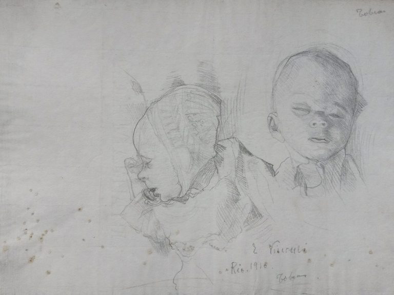 RETRATO DE TOBIAS AOS DOIS MESES - CRAYON/PAPEL - 21 x 30 cm - 1910 - COLEÇÃO PARTICULAR