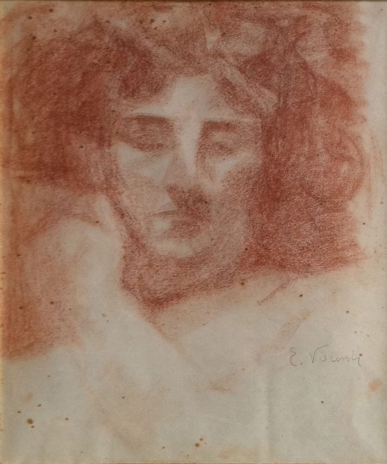 ROSTO FEMININO - SANGUÍNEA - 31 x 26 cm - c.1905 - COLEÇÃO PARTICULAR