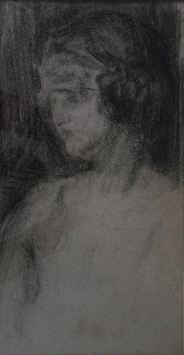 BUSTO FEMININO - CRAYON S/ PAPEL - 43 x 26 cm - c.1897 - COLEÇÃO PARTICULAR