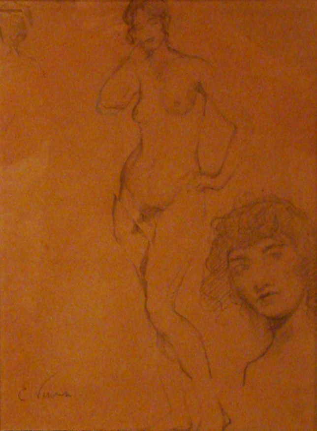 NU E ROSTO - CRAYON/PAPEL - 30 x 22 cm - c.1895 - COLEÇÃO PARTICULAR