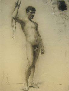 NU MASCULINO DE PÉ - CRAYON/PAPEL - 61,5 x 47,5 cm - c.1893 - MUSEU DOM JOÃO VI/ESCOLA DE BELAS ARTES-UFRJ