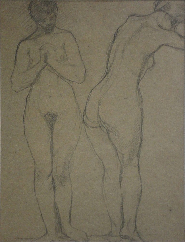 NUS FEMININOS DE PÉ - CRAYON S/ PAPEL -30 x 23 cm - c.1914 - COLEÇÃO PARTICULAR