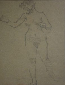 NU FEMININO DE PÉ - CRAYON S/ PAPEL - 30 x 23 cm - c.1914 - COLEÇÃO PARTICULAR
