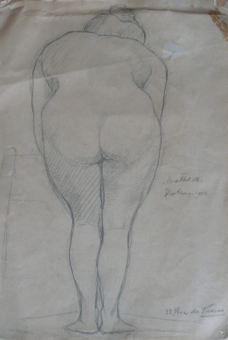 NU FEMININO DE COSTAS - CRAYON/PAPEL - 33,0 x 22,5 cm - c.1897 - COLEÇÃO PARTICULAR