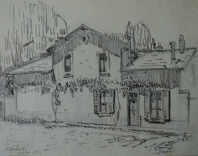 CASA DOS PALOMBE EM SAINT HUBERT - BICO DE PENA/PAPEL - 22,5 x 29,0 cm - 1913 - COLEÇÃO PARTICULAR