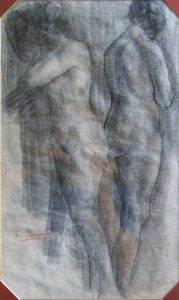 NUS FEMININOS - CARVÃO SOBRE PAPEL - 41,5 x 25,0 cm - c.1900 - COLEÇÃO PARTICULAR
