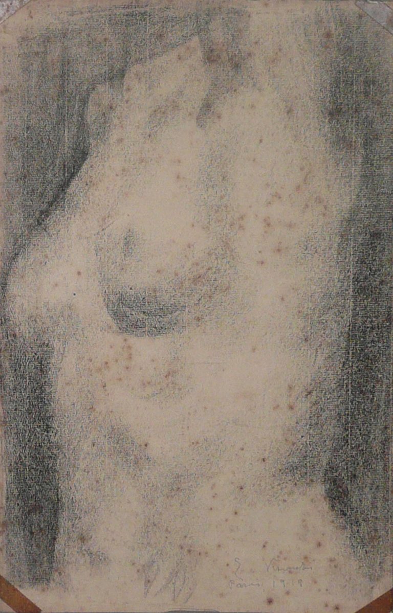 TORSO FEMININO - CARVÃO SOBRE PAPEL - 42 x 32 cm - 1919 - COLEÇÃO PARTICULAR