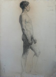 NU MASCULINO DE PERFIL - CARVÃO SOBRE PAPEL - 62 x 47 cm - c.1896 - COLEÇÃO PARTICULAR