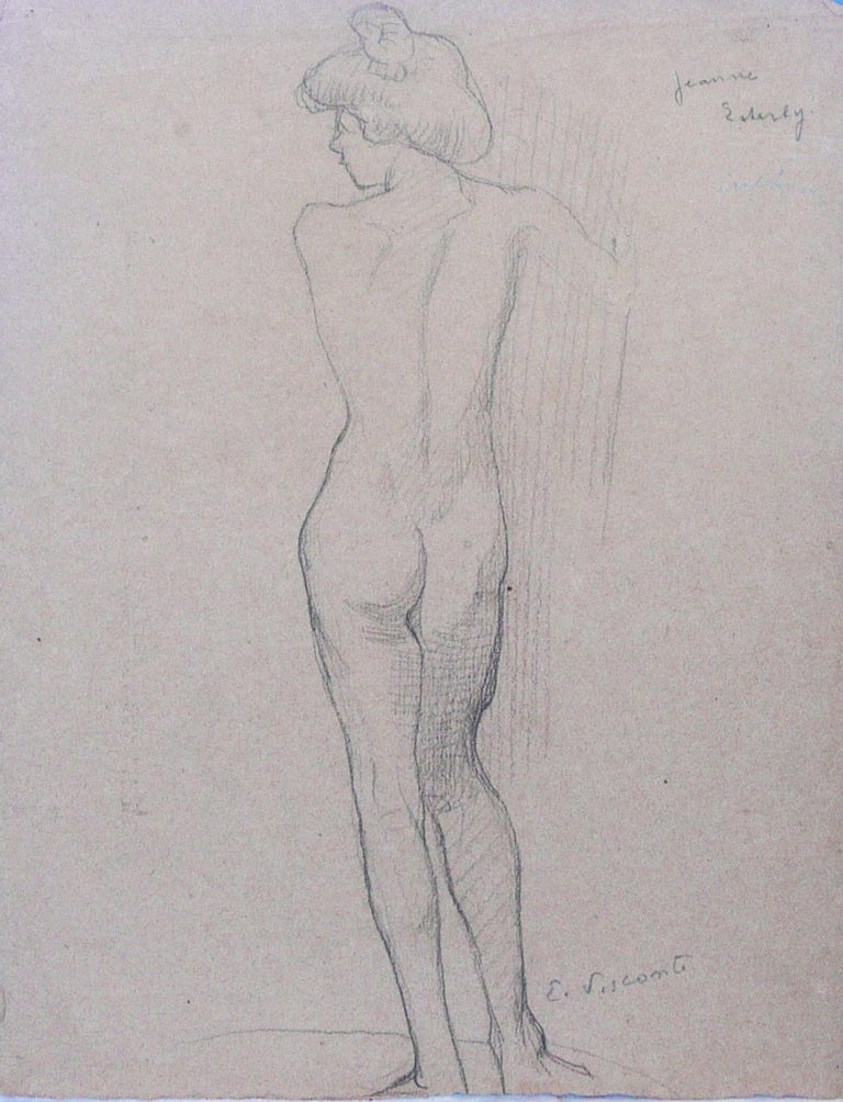 NU FEMININO DE COSTAS - CRAYON SOBRE PAPEL - 32 x 25 cm - c.1898 - COLEÇÃO PARTICULAR