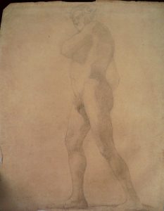 NU MASCULINO DE LADO - CRAYON SOBBRE PAPEL - 63 x 47 cm - c.1897 - COLEÇÃO PARTICULAR
