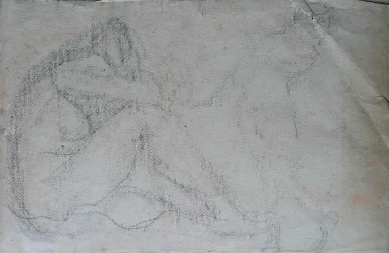 NUS FEMININOS - VERSO DA OBRA D498 - CRAYON SOBRE PAPEL - 27 x 42 cm - c.1900 - COLEÇÃO PARTICULAR