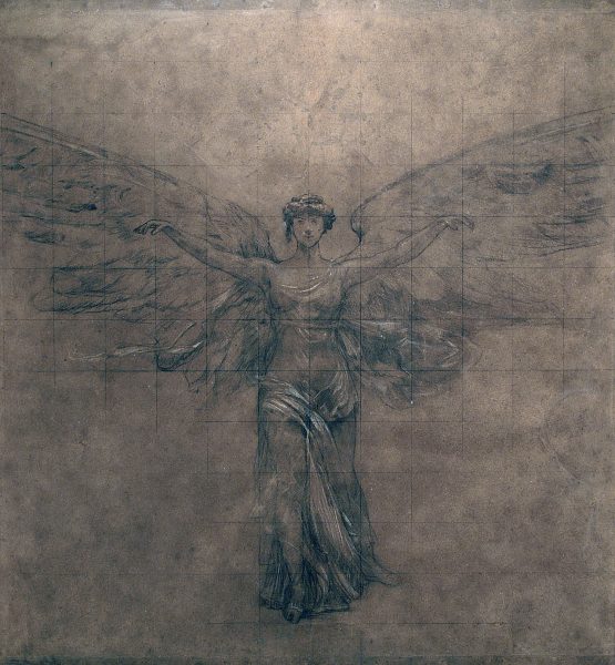 A ARTE - CARTÃO DE TRANSFERÊNCIA PARA O PANO DE BOCA DO THEATRO MUNICIPAL DO RIO DE JANEIRO - CARVÃO SOBRE PAPEL - 120 x 112 cm - 1906 - CENTRO DE DOCUMENTAÇÃO DA FUNDAÇÃO TEATRO MUNICIPAL DO RIO DE JANEIRO