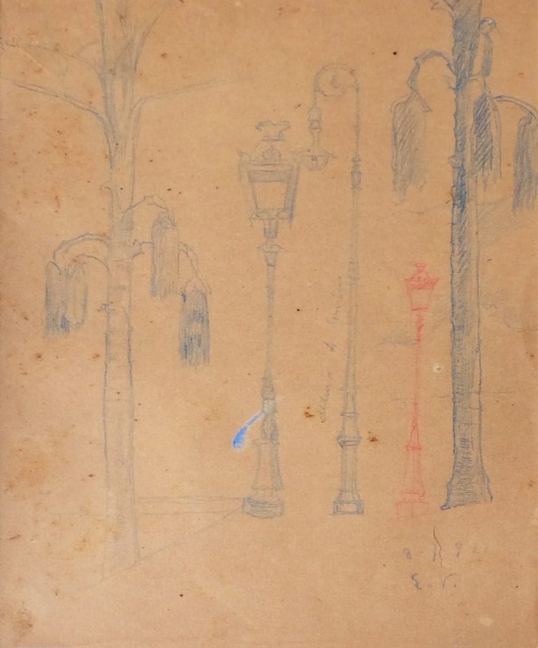 LAMPIÕES - ESTUDO - LÁPIS DE CÔR S/ PAPEL - 30 x 23 cm - 1921 - COLEÇÃO PARTICULAR