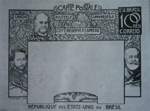 BILHETE POSTAL PARA O EXTERIOR - A EVOLUÇÃO HISTÓRICA DO BRASIL - PROJETO PARA BILHETE POSTAL INTEGRANTE DA COLEÇÃO VENCEDORA DO CONCURSO DOS CORREIOS DE 1904 - NANQUIM E GRAFITE/PAPEL - 1903 - LOCALIZAÇÃO DESCONHECIDA