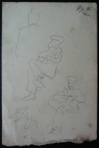 FIGURAS SENTADAS A BORDO - CRAYON S/ PAPEL - 16,0 x 10,5 cm - c.1900 - DESMEMBRADO DE UM CADERNO DE ANOTAÇÕES - COLEÇÃO PARTICULAR