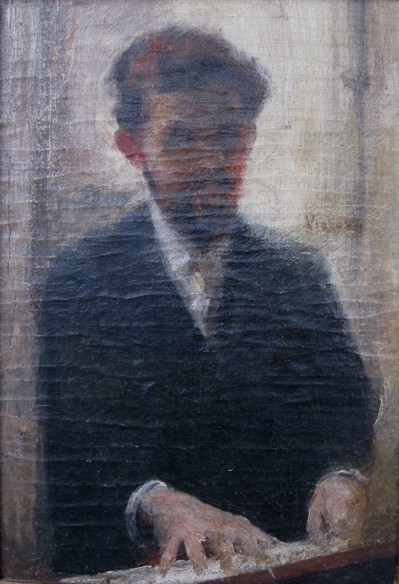 ESTUDO PARA O "RETRATO DO MAESTRO ALBERTO NEPOMUCENO" - OST - 24,0 x 16,5 cm - c.1895 - COLEÇÃO PARTICULAR