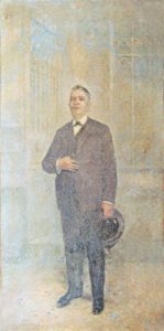 RETRATO DO COMENDADOR ALBINO DE SÁ COELHO COM CHAPÉU - OST - 245 x 128 cm - 1930 - IRMANDADE DA CANDELÁRIA