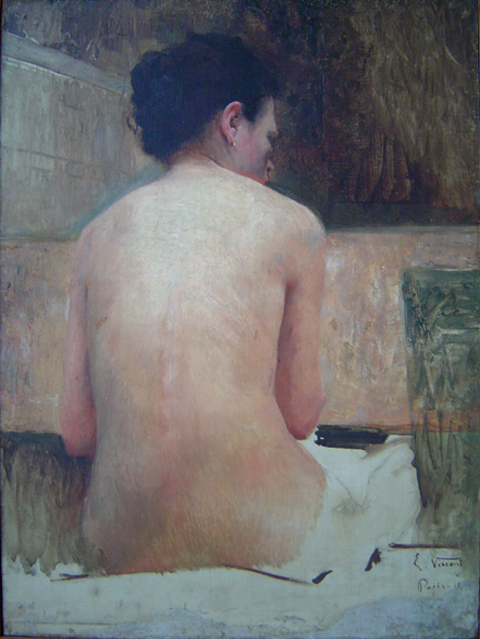 NU FEMININO DE COSTAS - OST - 80,7 x 50,7 cm - c.1894 - MUSEU DOM JOÃO VI/ESCOLA DE BELAS ARTES - UFRJ