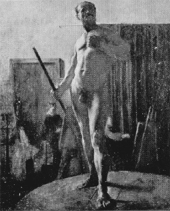 NU MASCULINO COM BASTÃO - OST - 80 x 64 cm - c.1895 - LOCALIZAÇÃO DESCONHECIDA