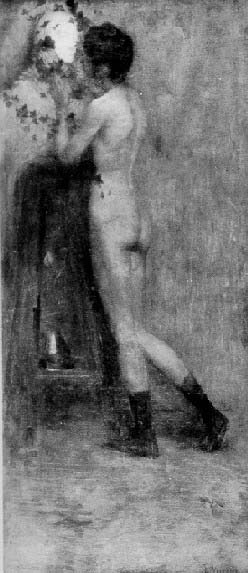 MODELO NO ATELIER - OST - 56 x 25 cm - c.1896 - LOCALIZAÇÃO DESCONHECIDA
