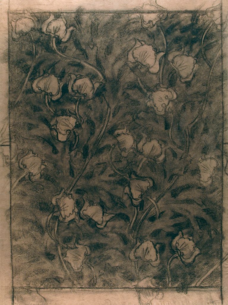 FLORES - ESTUDO PARA PAPEL DE PAREDE - CRAYON/PAPEL - 63 x 48 cm - c.1901 - COLEÇÃO PARTICULAR