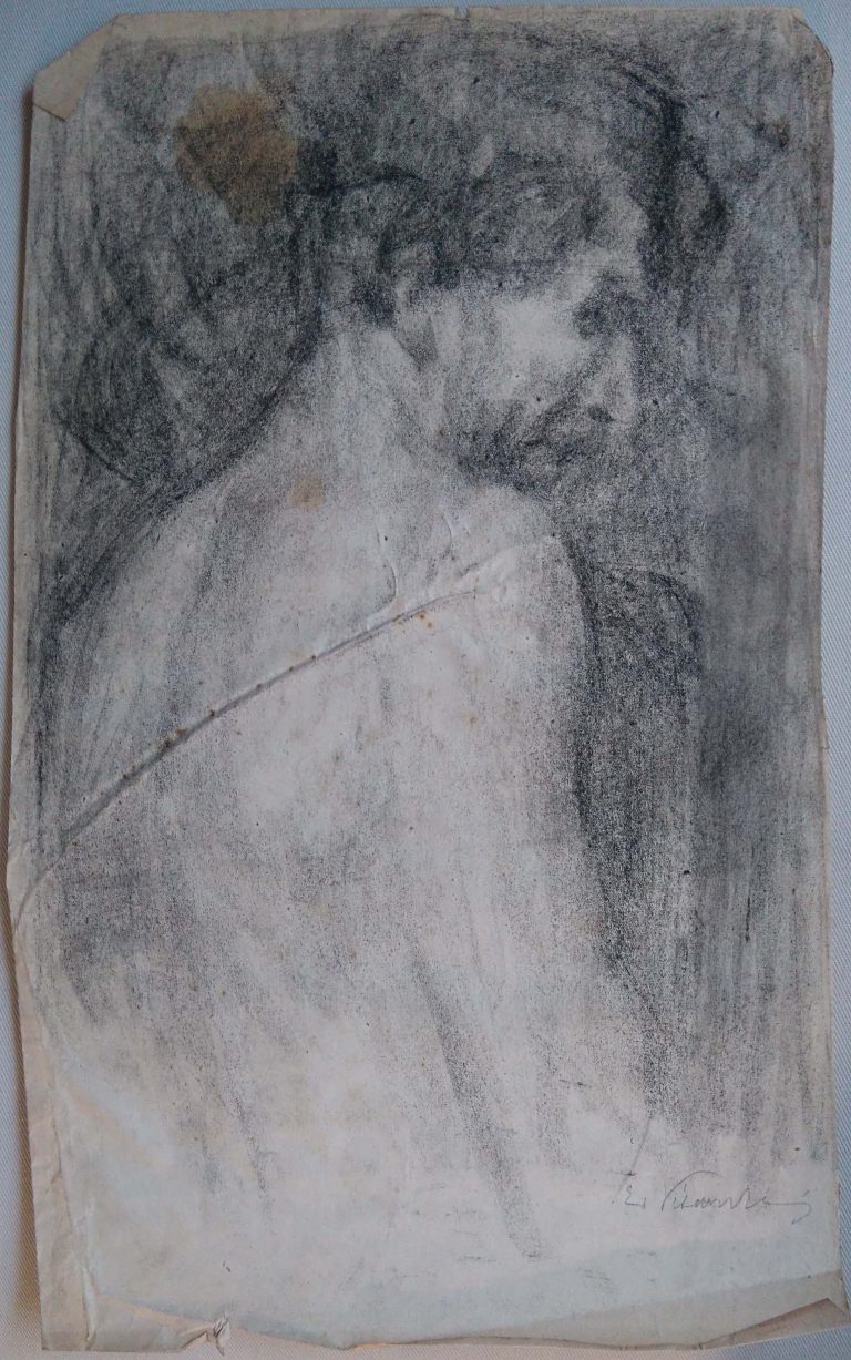 DORSO MASCULINO - CARVÃO SOBRE PAPEL - 43 x 27 cm - c.1899 - COLEÇÃO PARTICULAR