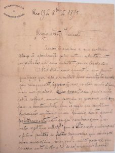 CARTA DE RODOLPHO AMOEDO A VISCONTI EM 19/10/1893