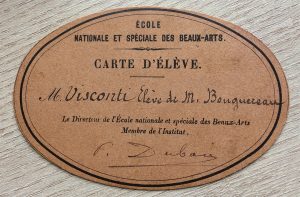 CARTÃO DE ALUNO DA ÉCOLE DES BEAUX-ARTS - 1893
