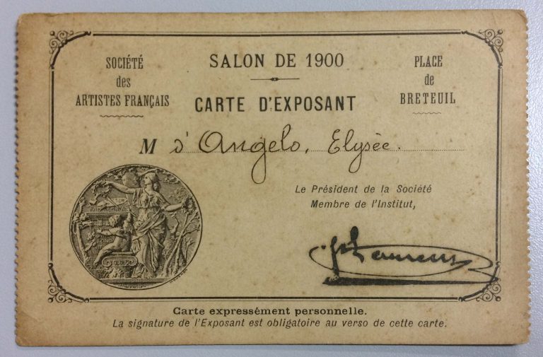 CARTÃO DE EXPOSITOR NO SALON DE LA SOCIÉTÉ DES ARTISTES FRANÇAIS – 1900