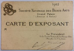 CARTÃO DE EXPOSITOR DE VISCONTI NA SOCIETÉ NATIONALE DES BEAUX-ARTS – 1905