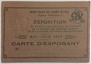 CARTÃO DE EXPOSITOR DE VISCONTI NO SALON DE LA EXPOSITION AU PROFIT DES OEVRES DE GUERRE - 1919