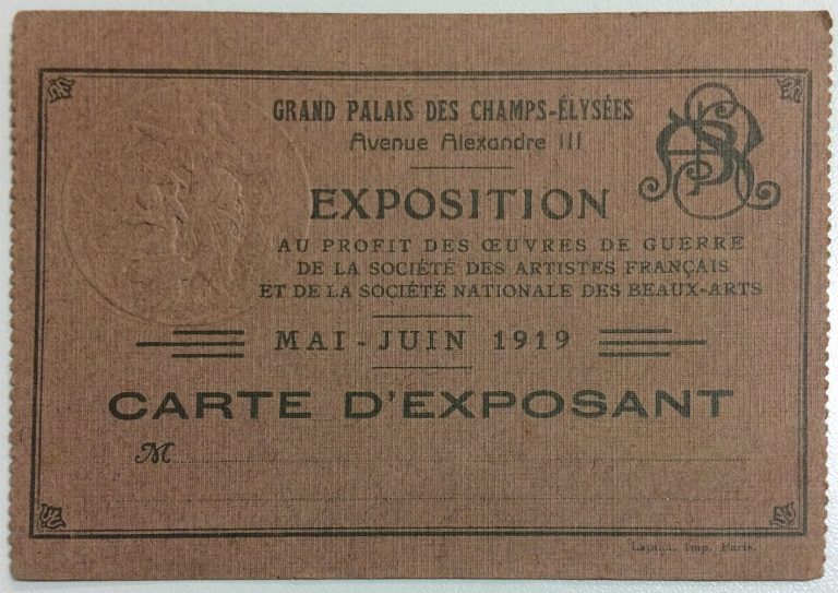 CARTÃO DE EXPOSITOR DE VISCONTI NO SALON DE LA EXPOSITION AU PROFIT DES OEVRES DE GUERRE - 1919