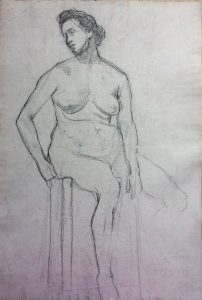 NU FEMININO SENTADO - CRAYON SOBRE PAPEL - 33 x 22 cm - c.1896 - ARTICULAR