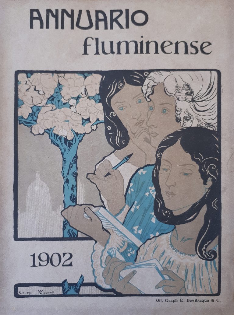 TRÊS FIGURAS FEMININAS - PROVA PARA A CAPA DO ANNUARIO FLUMINENSE 1902 - ZINCOGRAFIA/PAPEL - 19 x 14 cm - 1901 - COLEÇÃO PARTICULAR