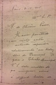 CARTA DE VISCONTI A OLIVEIRA PASSOS - PÁG. 1