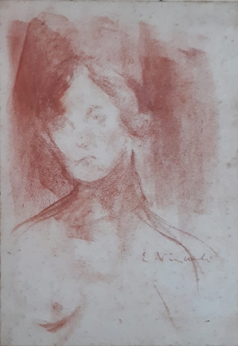 FIGURA FEMININA - SANGUÍNEA -22,5 x 15,5 cm - c.1905 - COLEÇÃO PARTICULAR