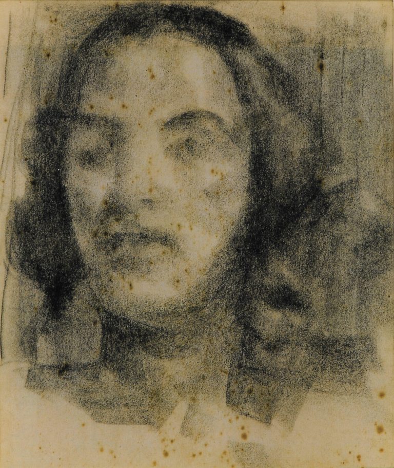 ROSTO FEMININO - CARVÃO SOBRE PAPEL - 30,0 x 25,0 cm - c.1900 - COLEÇÃO PARTICULAR