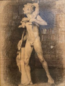 FAUNO COM CABRITO - DESENHO DE ESCULTURA - CARVÃO E GIZ SOBRE PAPEL - 61 x 47 cm - c.1893 - COLEÇÃO PARTICULAR