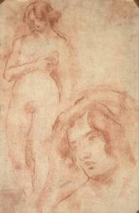 NU E ROSTO - SANGUÍNEA - 41.0 x 26.0 cm - c.1900 - COLEÇÃO PARTICULAR