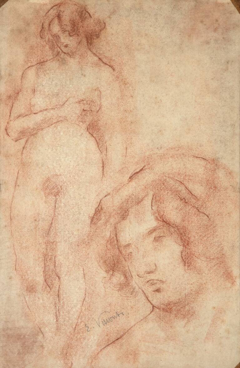 NU E ROSTO - SANGUÍNEA - 41.0 x 26.0 cm - c.1900 - COLEÇÃO PARTICULAR