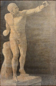 GLADIADOR BORGHESE - DESENHO DE ESCULTURA - CARVÃO E GIZ SOBRE PAPEL - 100,0 x 65,0 cm - 1886 - COLEÇÃO PARTICULAR