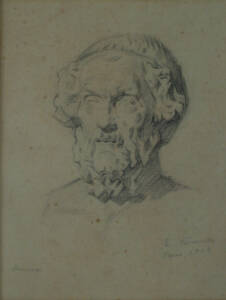 HOMERO - CRAYON SOBRE PAPEL - 21,0 X 17,0 cm - 1908 - COLEÇÃO PARTICULAR