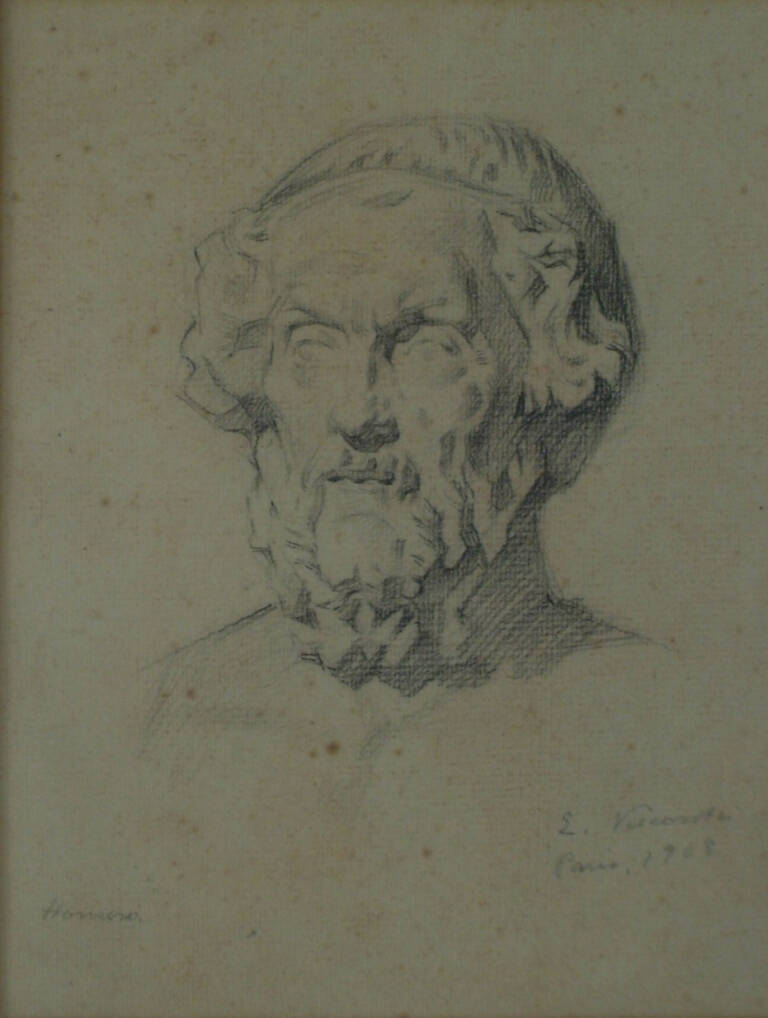 HOMERO - CRAYON SOBRE PAPEL - 21,0 X 17,0 cm - 1908 - COLEÇÃO PARTICULAR