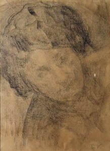 ROSTO FEMININO - CRAYON SOBRE PAPEL - 30,0 x 22,0 cm - c.1910 - COLEÇÃO PARTICULAR