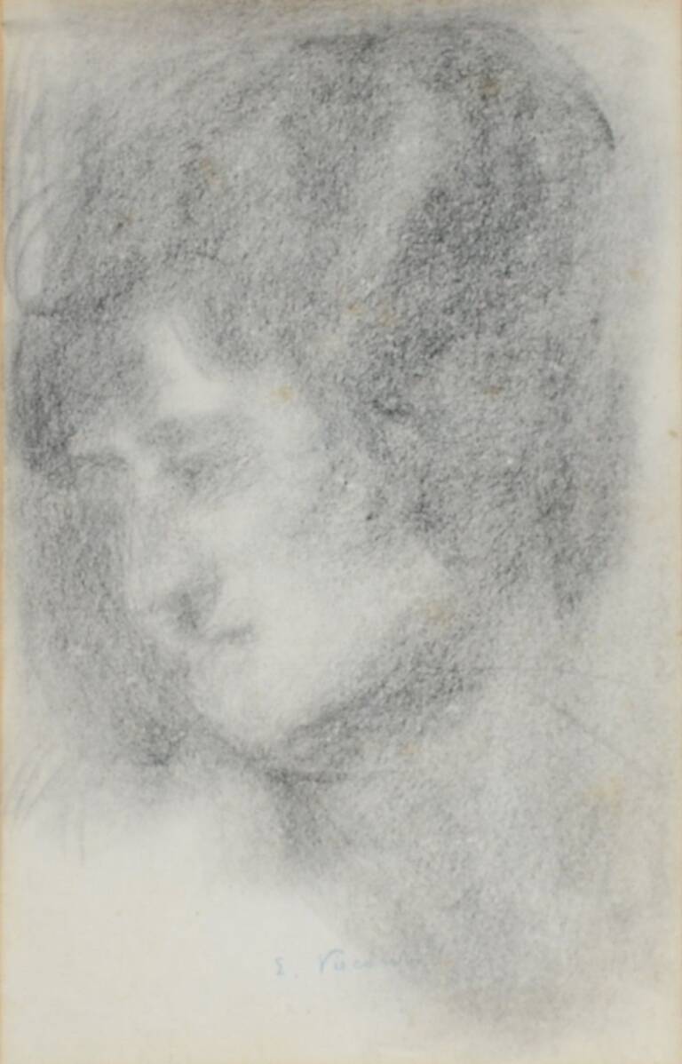 ROSTO FEMIININO - CARVÃO SOBRE PAPEL - 39,5 x 24,5 cm - c.1905 - COLEÇÃO PARTICULAR